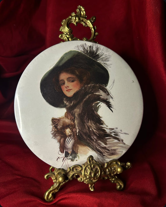 “Dog in Her Arm” by Harrison Fisher Large Pocket Mirror