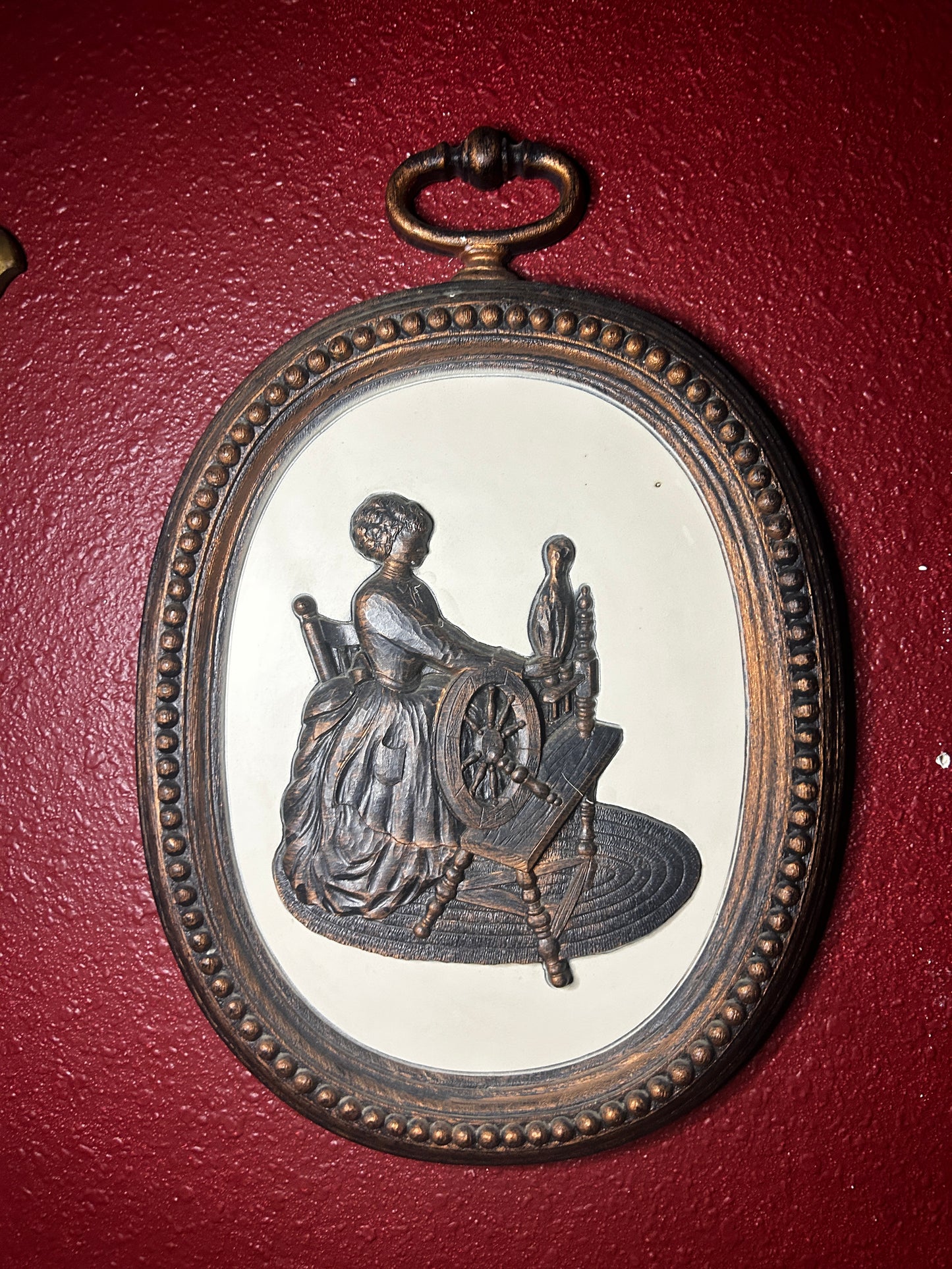 Coppercraft Guild Woman Sewing & Cooking Pair of Wall Decor Plaque