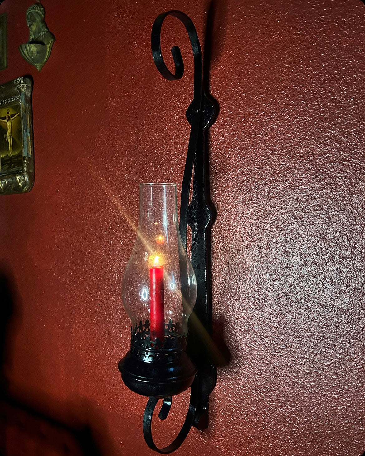 Tall Gothic Candleholder with Hurricane Glass 2 FEET TALL