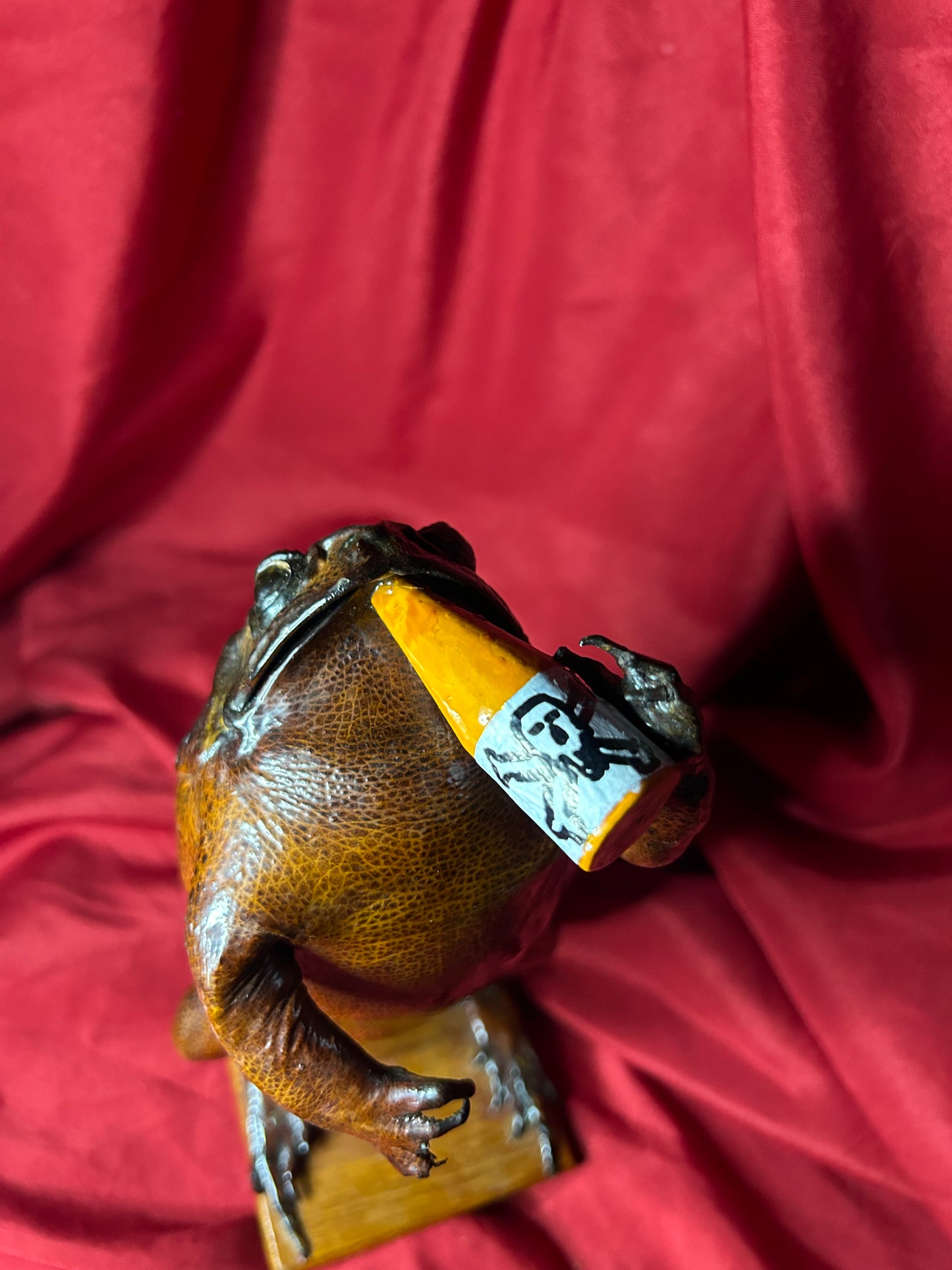 Vintage Taxidermy Frog Drinking Poison