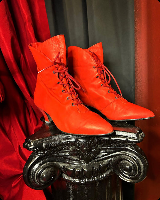 Vintage Victorian Style Red Boots