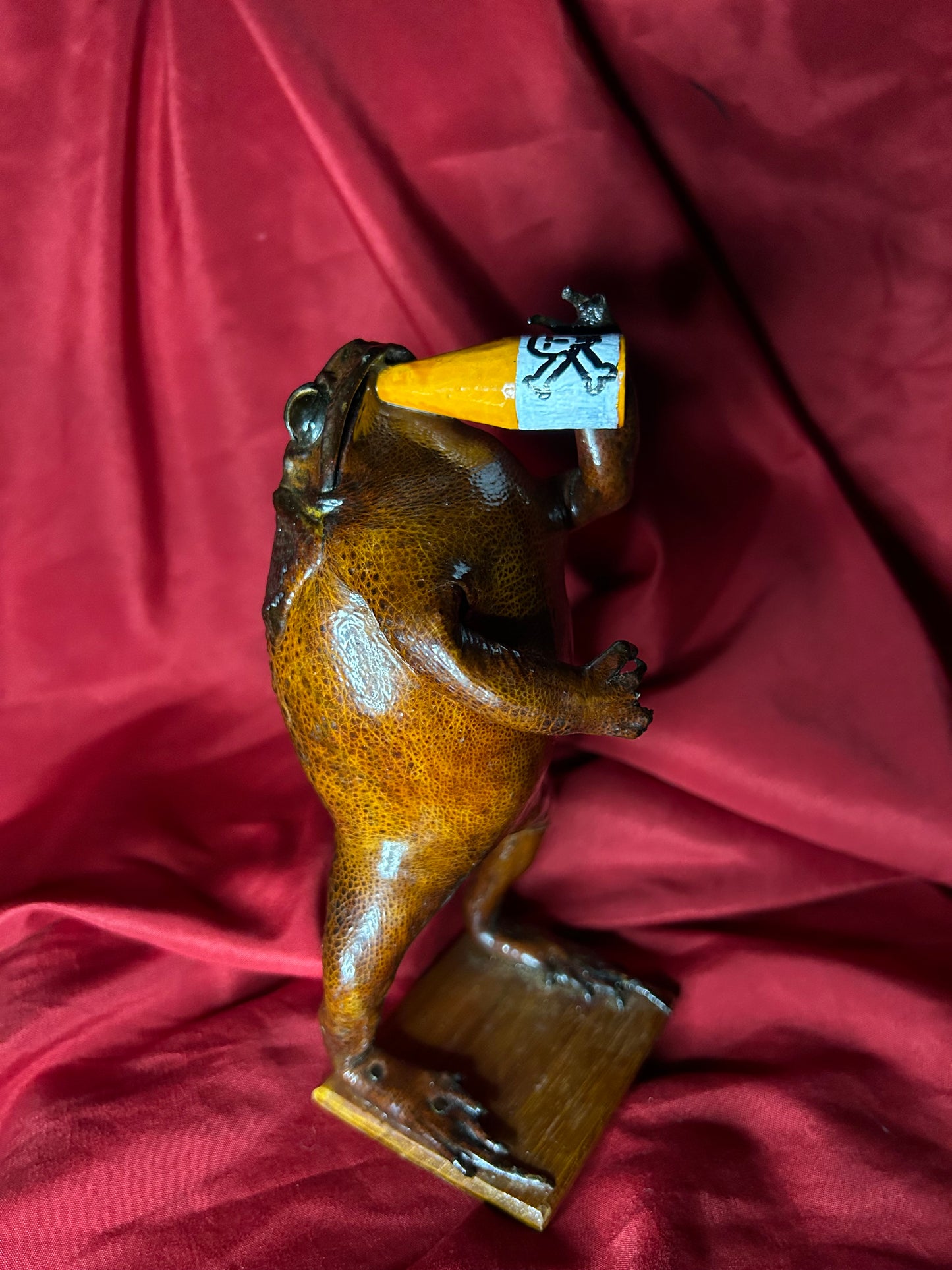 Vintage Taxidermy Frog Drinking Poison