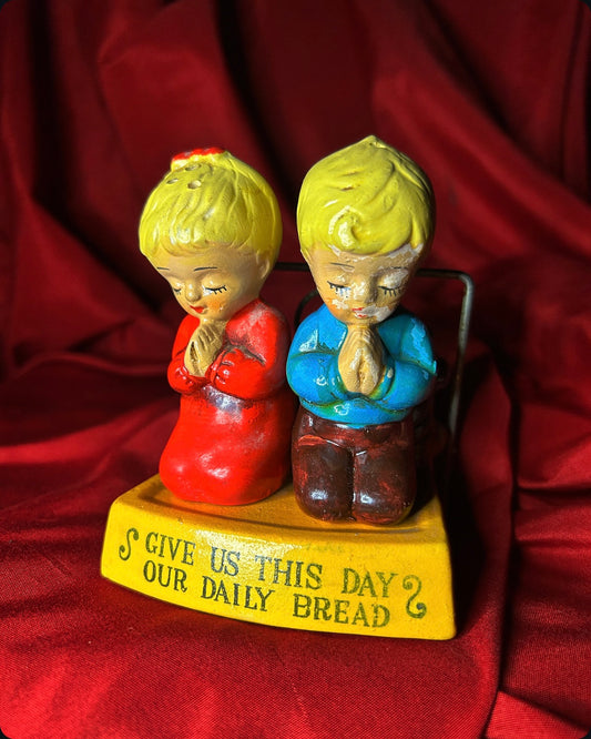 Vintage Salt Pepper Shakers Praying Boy and Girl