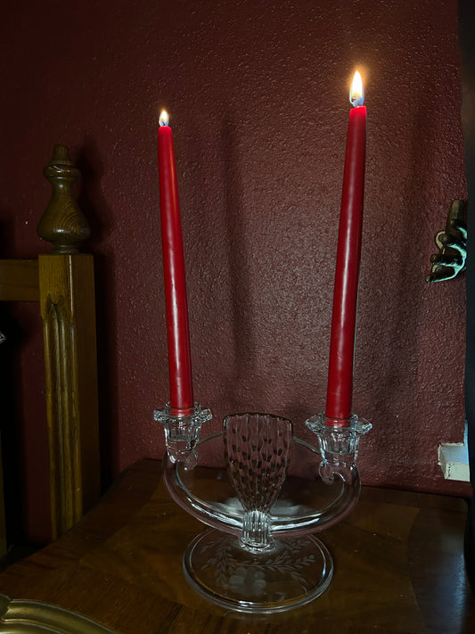 Vintage Clear Double Candleholder