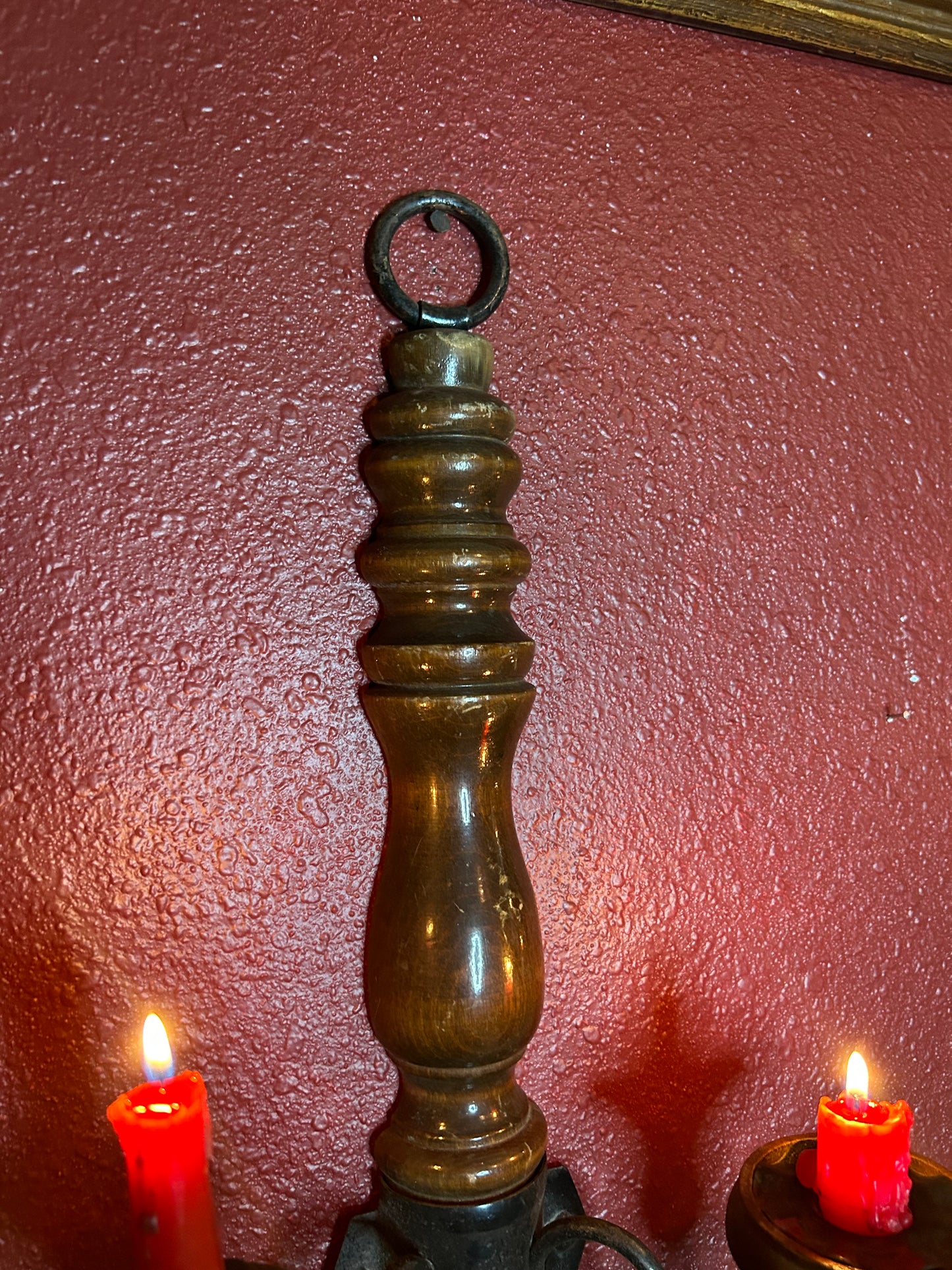 Pair of Double Armed Wooden Candleholders